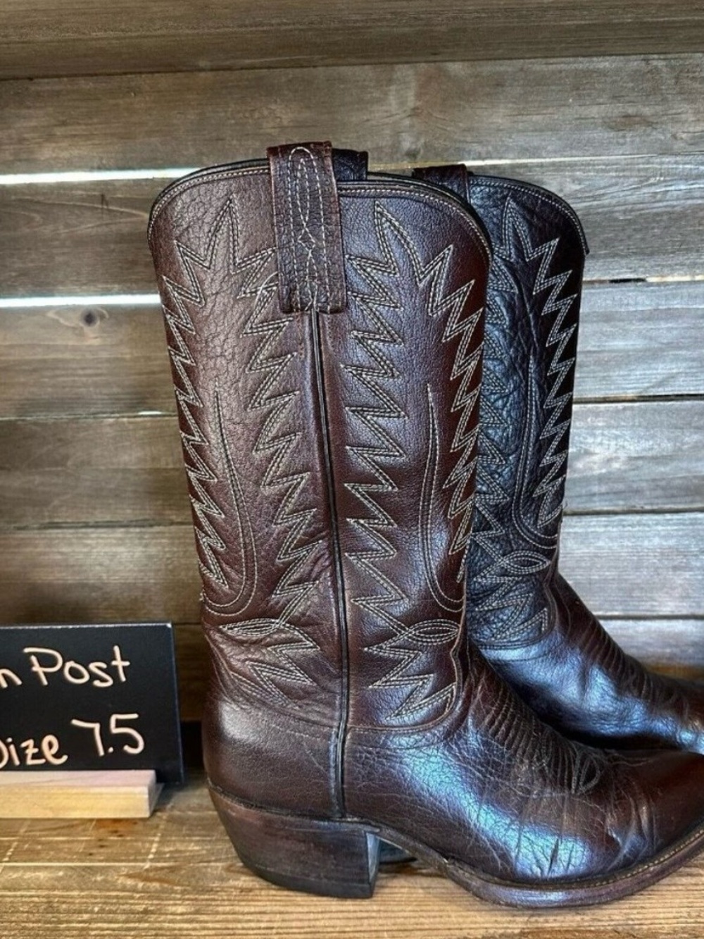 Dan Post Brown Embossed Leather Cowboy Boots